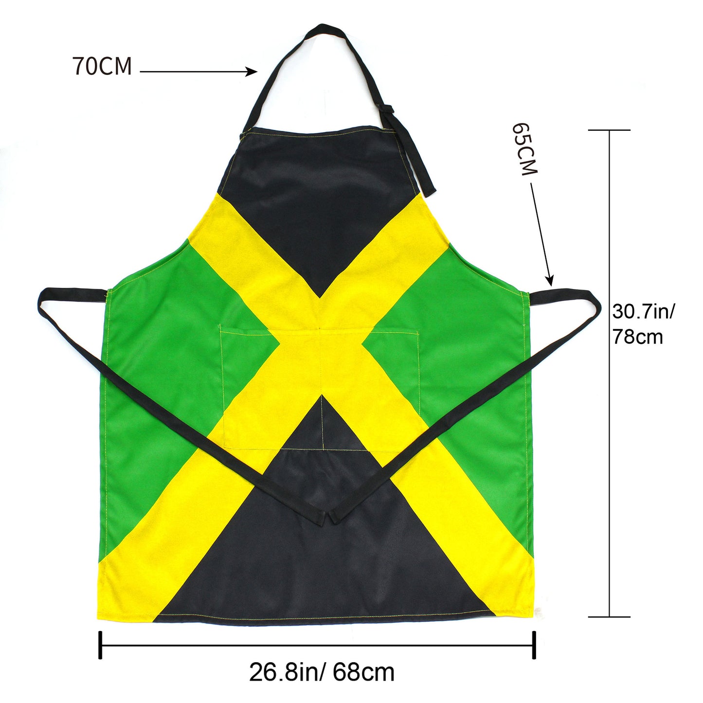 Kitchen Apron Waterdrop Cotton with Adjustable for Man and Women with Pockets Cooking Garden Jamaican Reggae