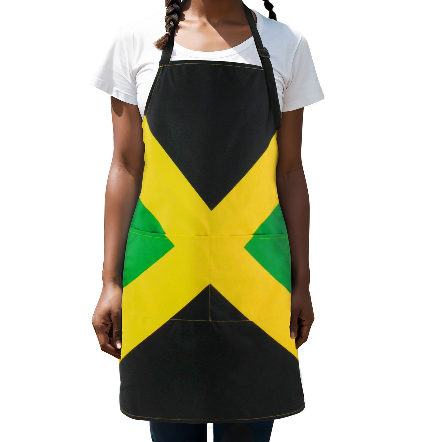 Kitchen Apron Waterdrop Cotton with Adjustable for Man and Women with Pockets Cooking Garden Jamaican Reggae