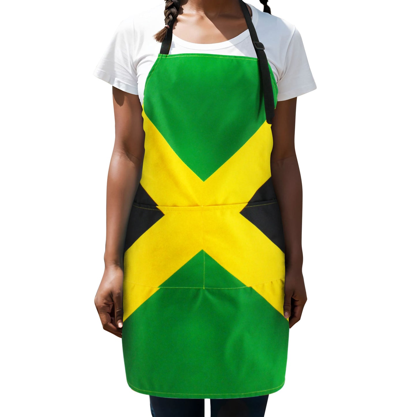 Kitchen Apron Waterdrop Cotton with Adjustable for Man and Women with Pockets Cooking Garden Jamaican Reggae