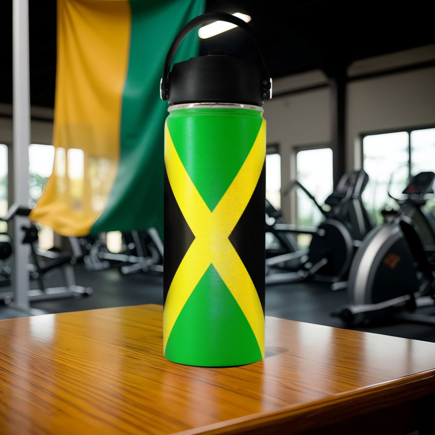 18oz Tumbler with Straw cap Stainless Steel Vacuum Insulated Double Wall Travel Tumbler Coffee Mug Jamaican Flag Reggae Rasta Caribbean