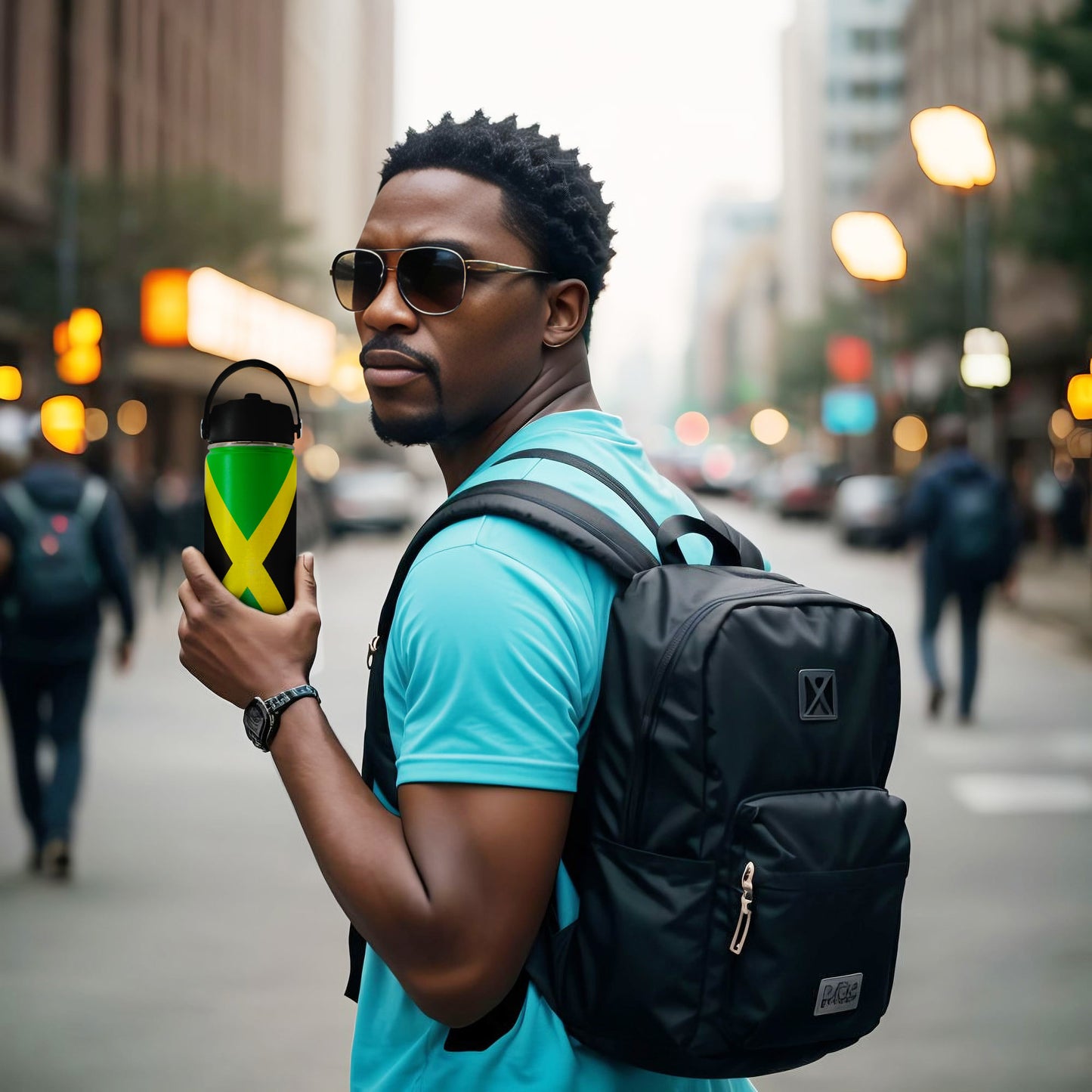 18oz Tumbler with Straw cap Stainless Steel Vacuum Insulated Double Wall Travel Tumbler Coffee Mug Jamaican Flag Reggae Rasta Caribbean