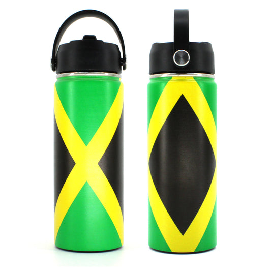 18oz Tumbler with Straw cap Stainless Steel Vacuum Insulated Double Wall Travel Tumbler Coffee Mug Jamaican Flag Reggae Rasta Caribbean