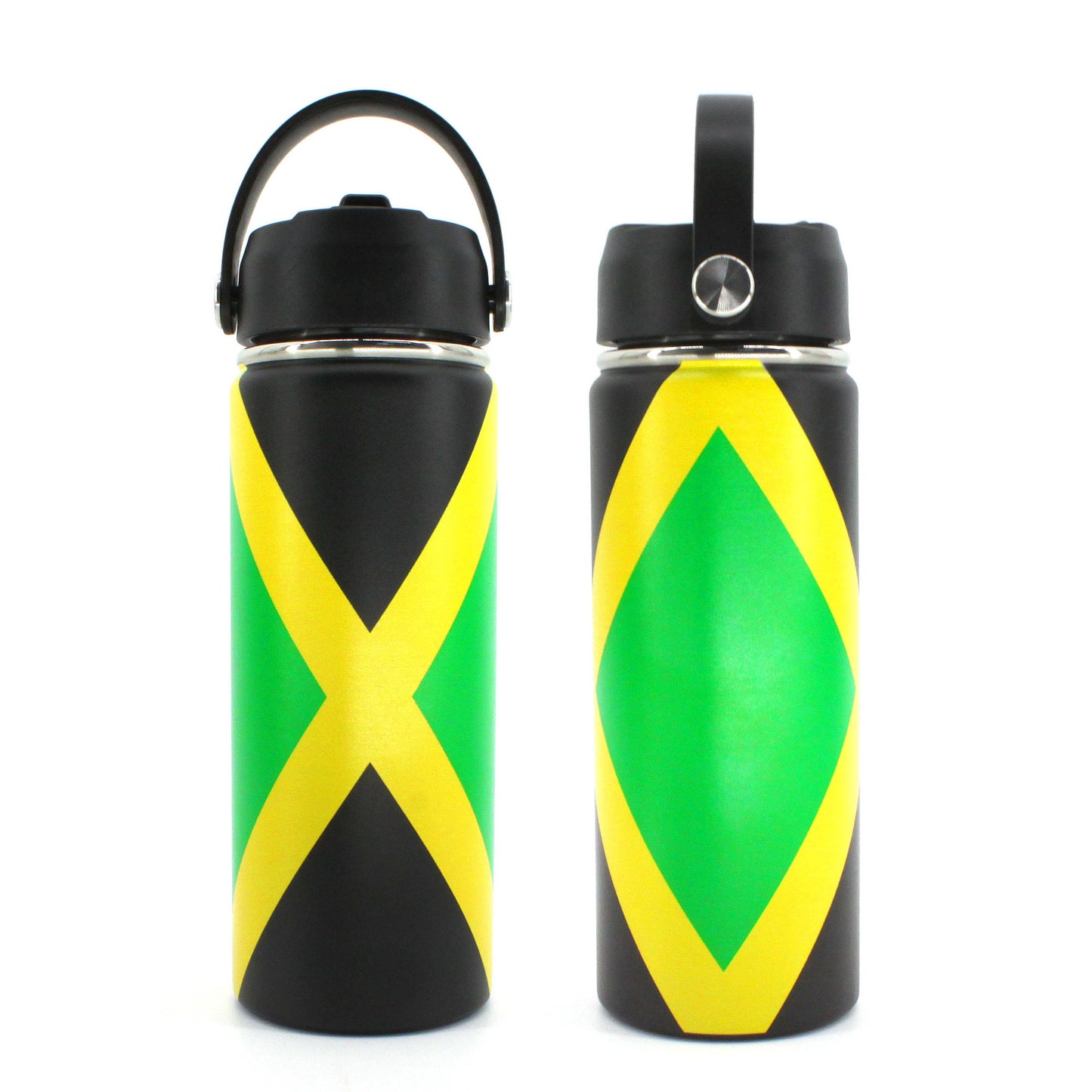 18oz Tumbler with Straw cap Stainless Steel Vacuum Insulated Double Wall Travel Tumbler Coffee Mug Jamaican Flag Reggae Rasta Caribbean