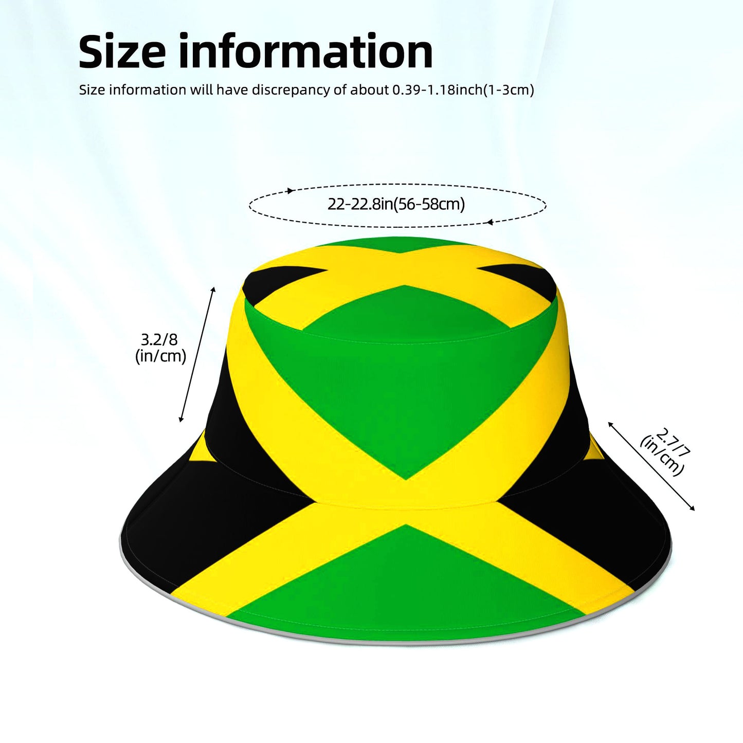 Reggae Reflective Double Sided Printed Fisherman's Hat Bucket Hat for Man and Woman Jamaican Rasta