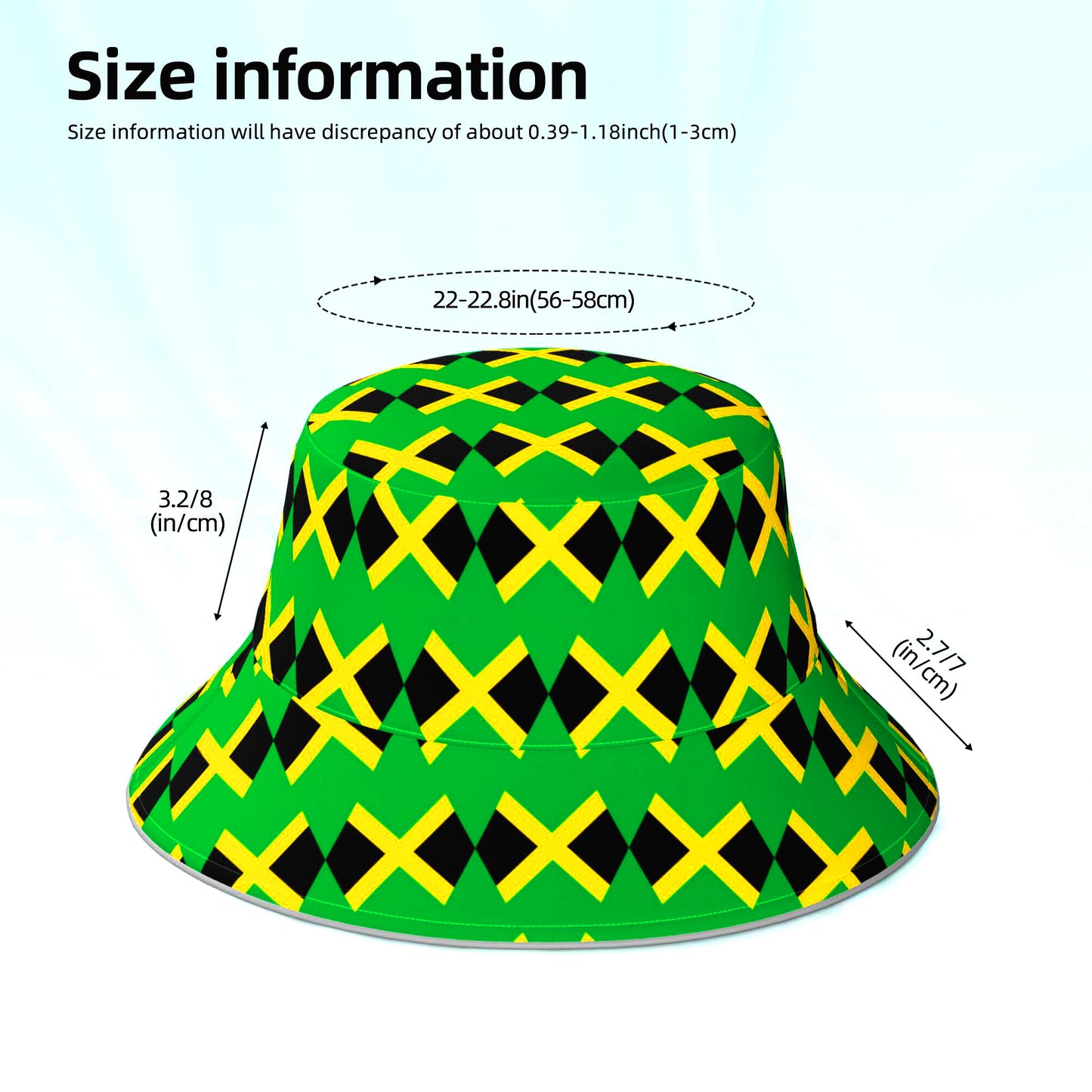 Reggae Reflective Double Sided Printed Fisherman's Hat Bucket Hat for Man and Woman Jamaican Rasta