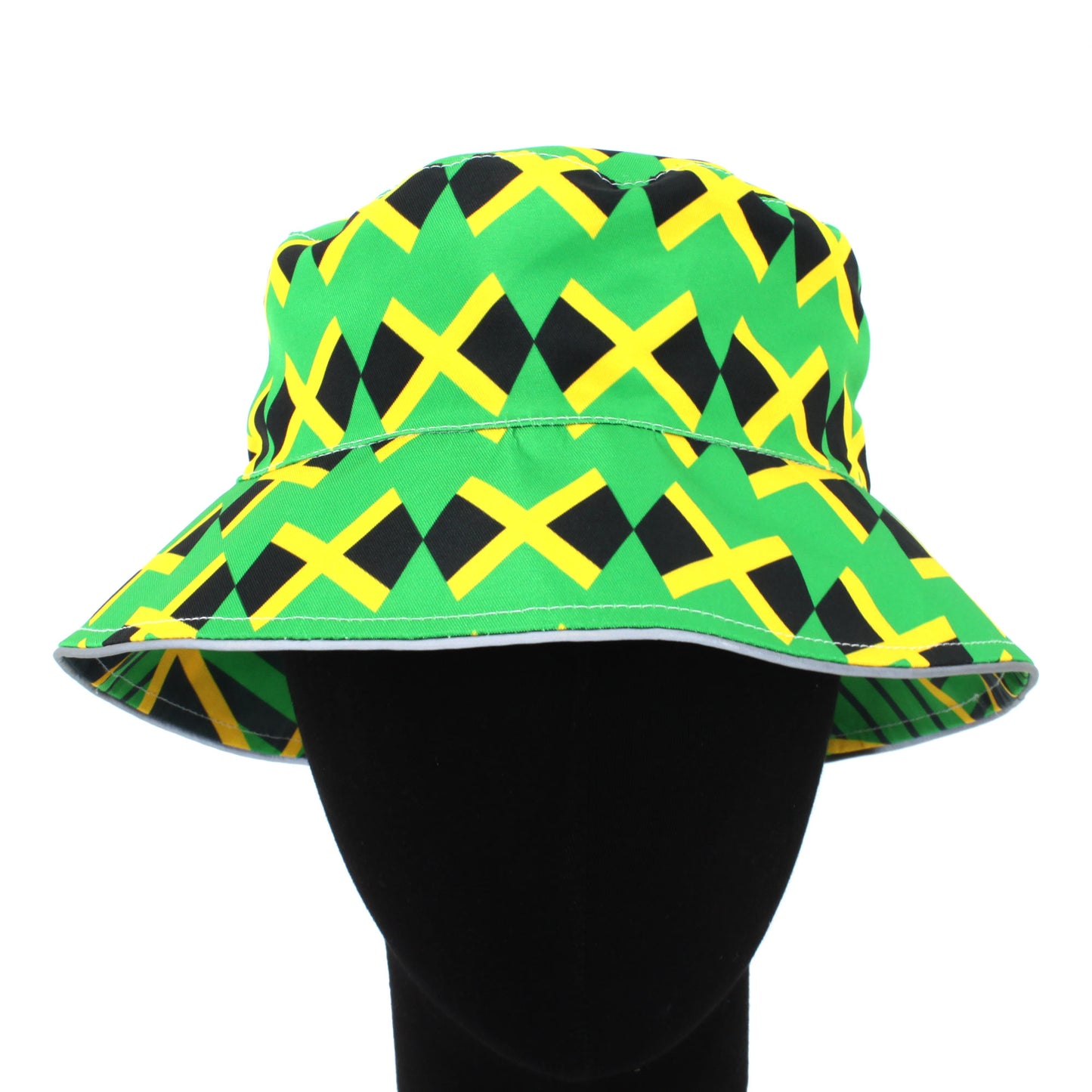 Reggae Reflective Double Sided Printed Fisherman's Hat Bucket Hat for Man and Woman Jamaican Rasta