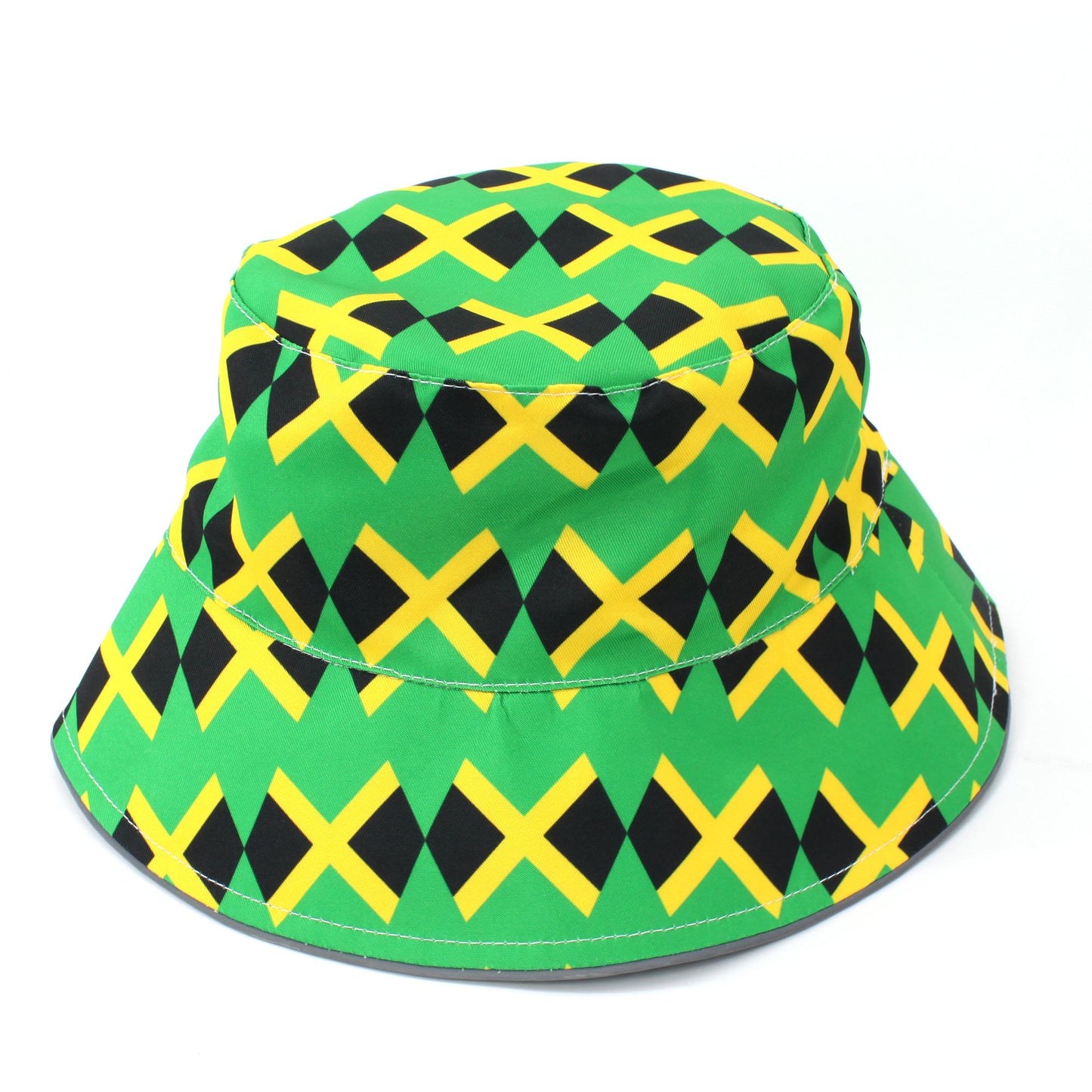 Reggae Reflective Double Sided Printed Fisherman's Hat Bucket Hat for Man and Woman Jamaican Rasta