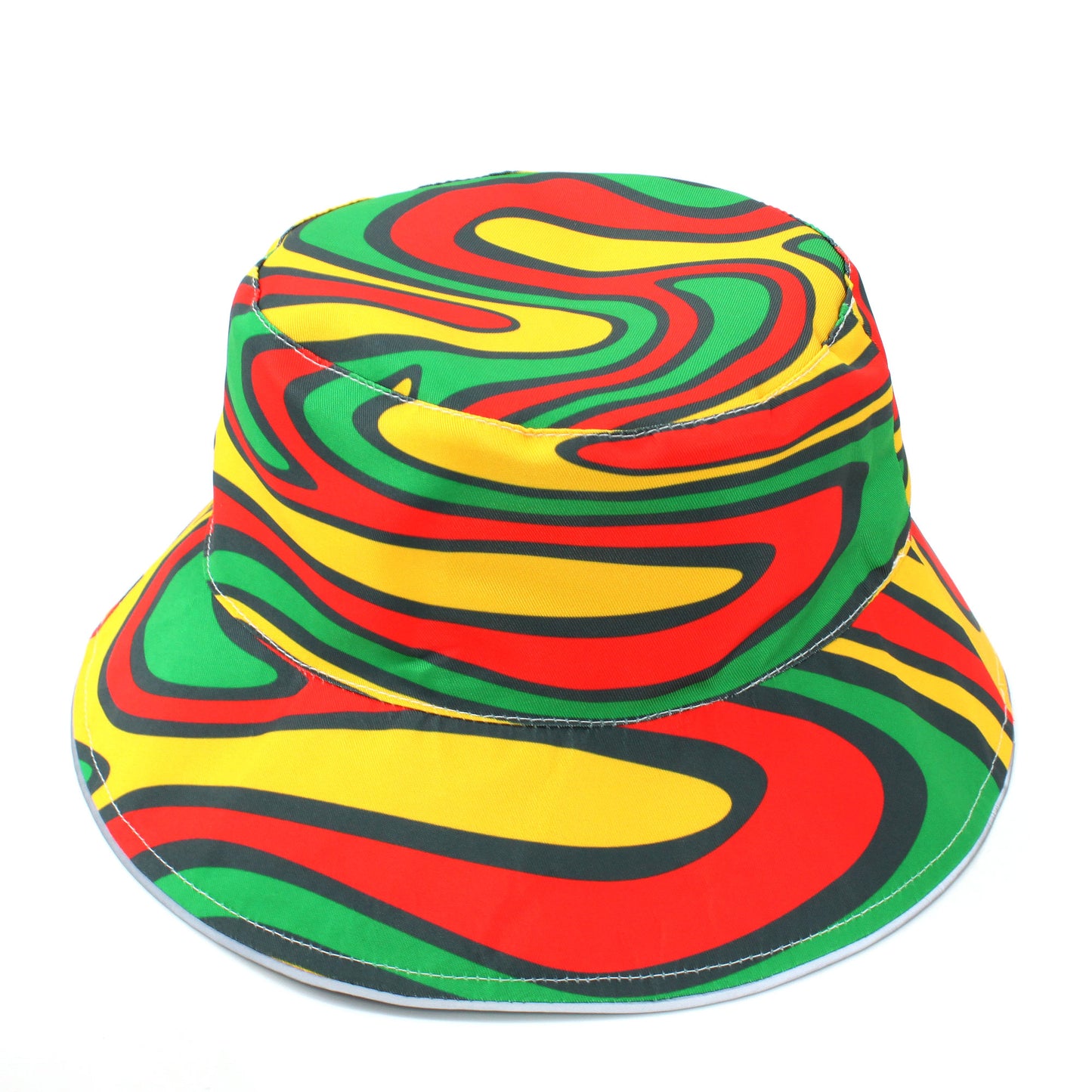 Reggae Reflective Double Sided Printed Fisherman's Hat Bucket Hat for Man and Woman Jamaican Rasta