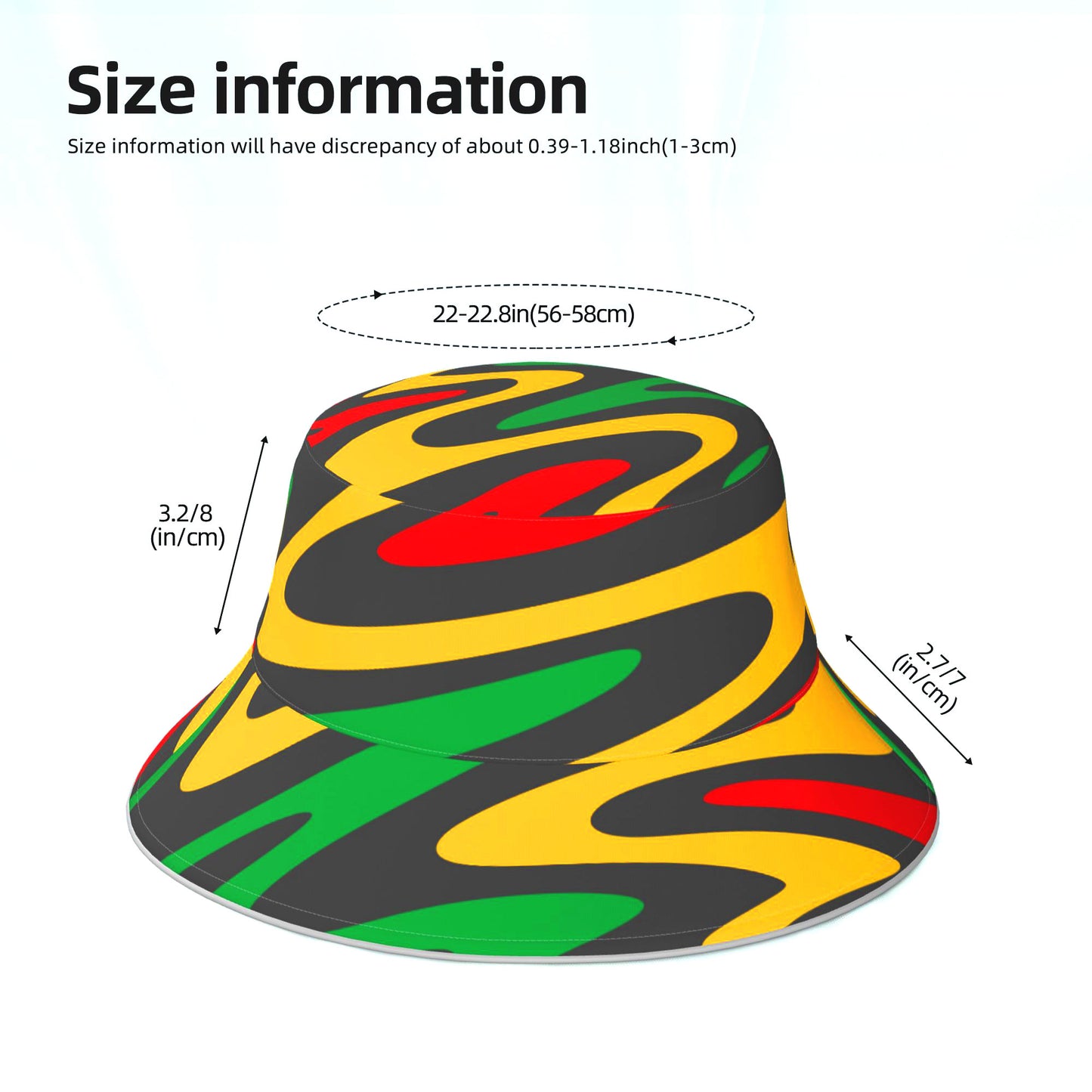 Reggae Reflective Double Sided Printed Fisherman's Hat Bucket Hat for Man and Woman Jamaican Rasta