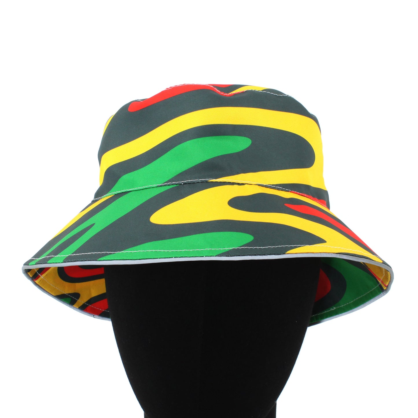 Reggae Reflective Double Sided Printed Fisherman's Hat Bucket Hat for Man and Woman Jamaican Rasta