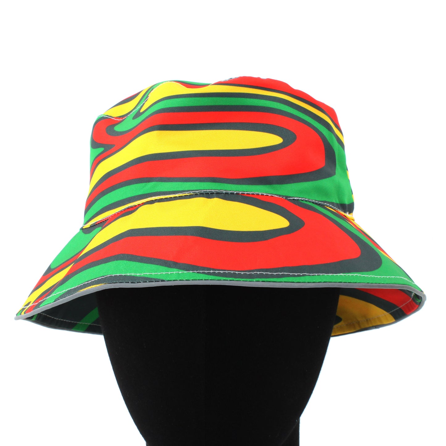 Reggae Reflective Double Sided Printed Fisherman's Hat Bucket Hat for Man and Woman Jamaican Rasta