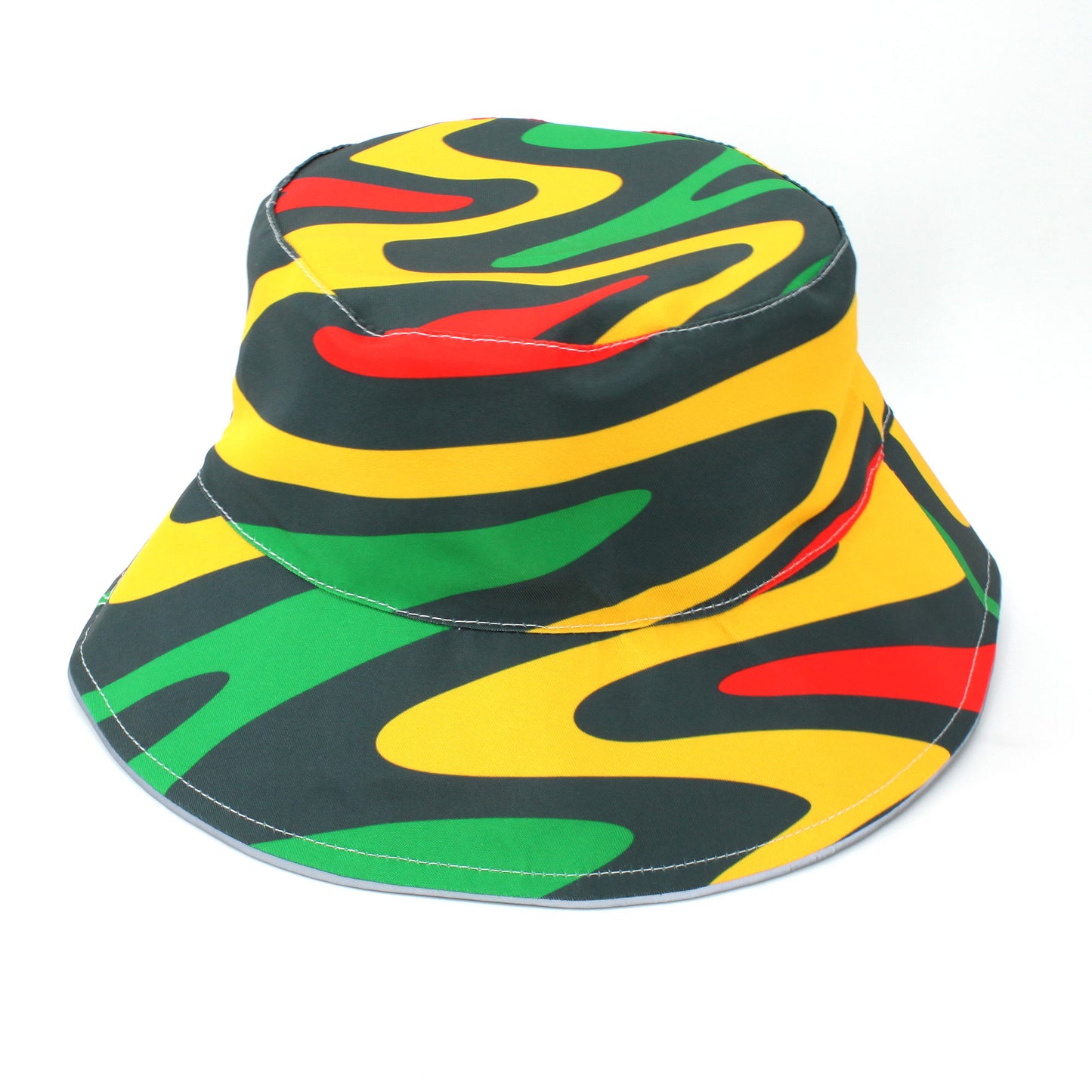 Reggae Reflective Double Sided Printed Fisherman's Hat Bucket Hat for Man and Woman Jamaican Rasta