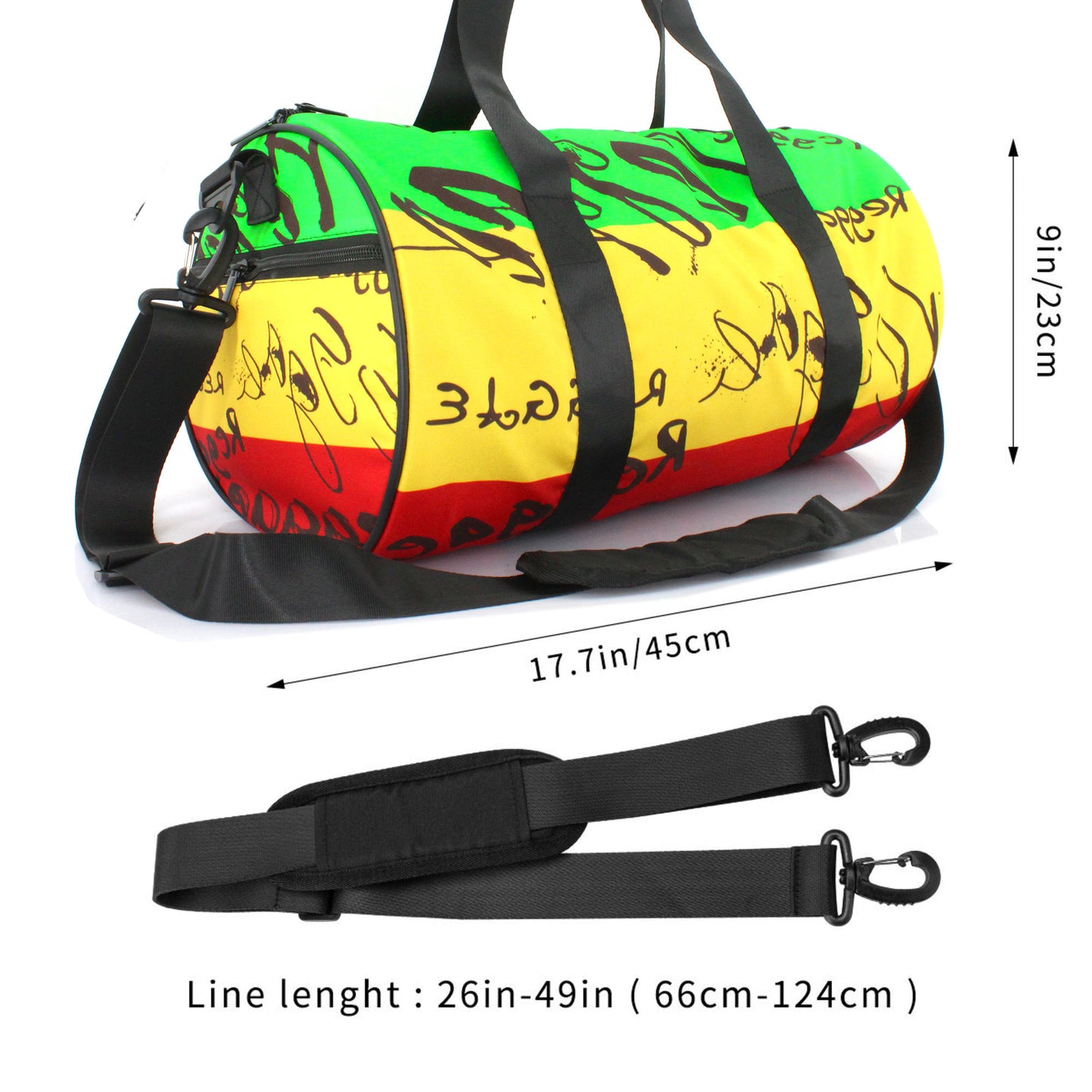Duffel Bag Gym Bag for Men Women Lightweight with Inner Pocket for Travel Sports Swimming Fitness Shoulder Strap Jamaica Reggae