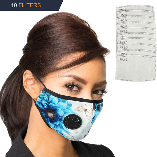 Face Dust Mask Anti Pollution Breathable Respirator Universal Mask +10 pcs PM 2.5 Filters Carbon Activated Filtration